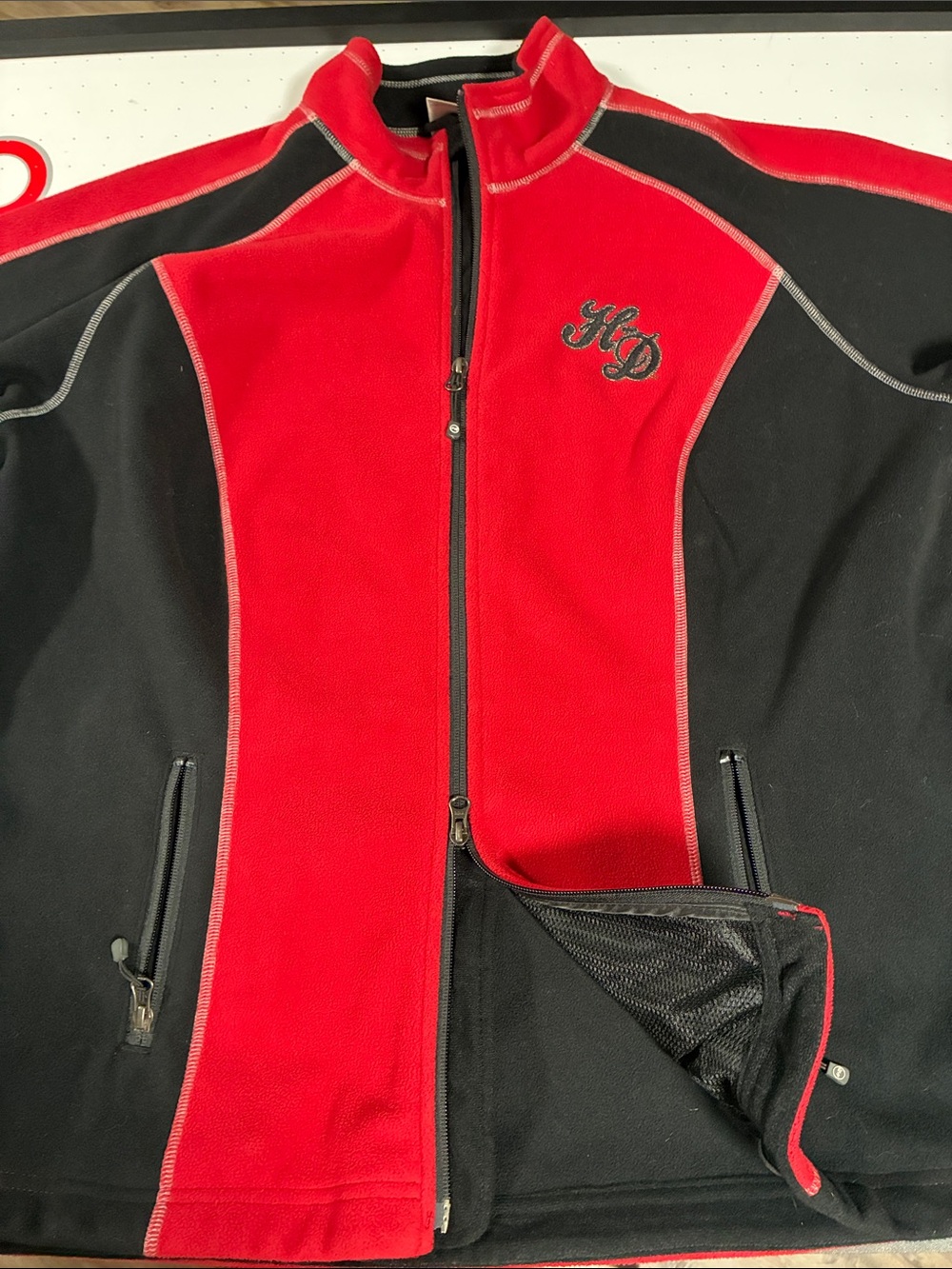 Harley-Davidson Women's Red and Black Zip Fleece Jacket - Picture 3 of 4